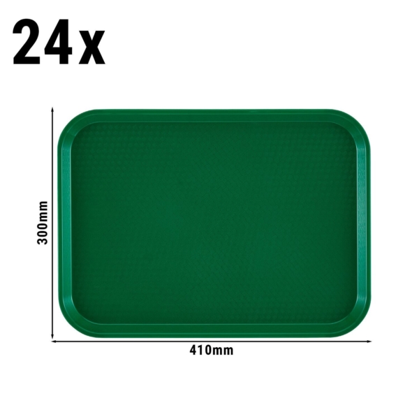 (24 pièces) CAMBRO | Plateau pour fast-food - Rectangulaire - 410 x 300 mm - Profil haut - Vert bouteille