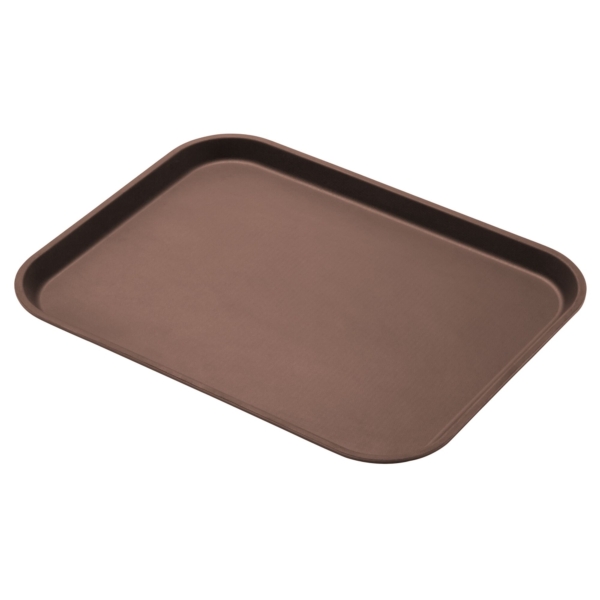 (12 pièces) CAMBRO | CAMTREAD® - Plateau en fibre de verre - Rectangulaire - 457x355 mm - Profilé haut - Marron