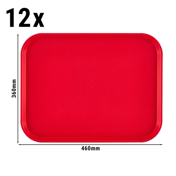 (12 pièces) CAMBRO | Plateau de restauration rapide - Rectangulaire - 360x460 mm - Profilé haut - Rouge