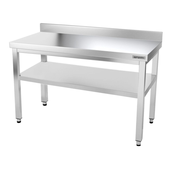 Table de travail en inox PREMIUM - 1400x800mm - avec fond de base & rebord