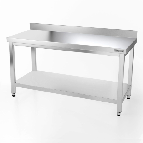 Table de travail en inox PREMIUM - 1600x800mm - avec fond et rebord