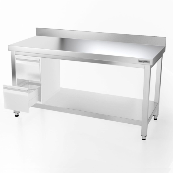 Table de travail en inox PREMIUM - 1600x800mm - avec fond et rebord