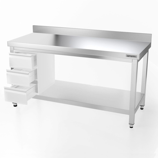 Table de travail en inox PREMIUM - 1600x800mm - avec fond et rebord