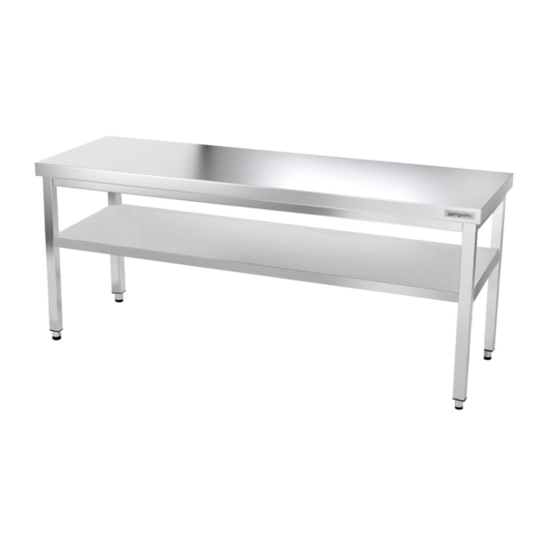 Table de travail inox PREMIUM - 2000x800mm - avec fond de base sans rebord