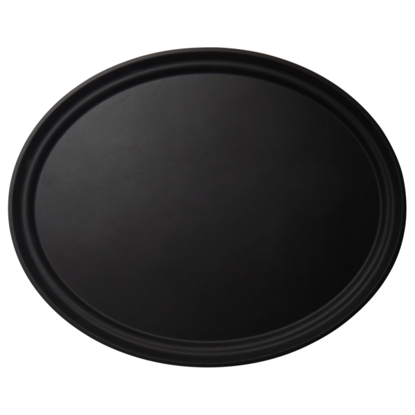 (6 pièces) CAMBRO | CAMTREAD® - Plateau en fibre de verre - Ovale - 590x490mm - Profil bas - Noir