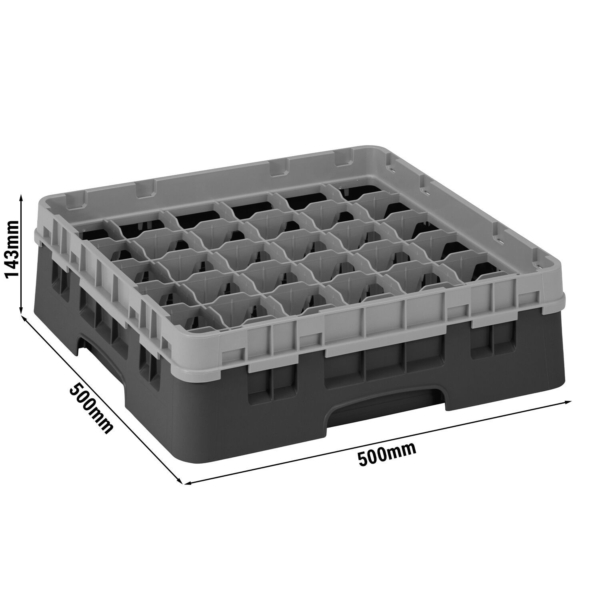 CAMBRO | CAMRACK® - Panier à verres 1/1 - 36 compartiments - avec 1 rallonge - 500x500mm - Noir