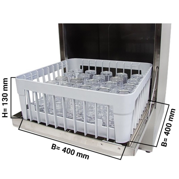 Machine à laver les verres double paroi - Numérique - 2,97 kW - avec pompe à détergent et à produit de rinçage