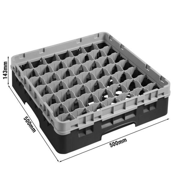 CAMBRO | CAMRACK® - Panier à verres 1/1 - 49 compartiments - avec 1 extension - 500x500mm - Noir