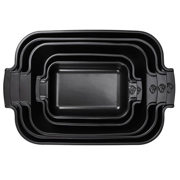 (6 pièces) PEUGEOT | APPOLIA - Plat à four en céramique - rectangulaire - Noir satiné - 220mm