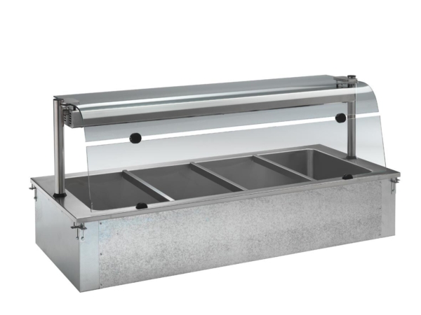 Bain-marie encastrable - 2,1m - 6x GN 1/1 - avec protection hygiénique en verre