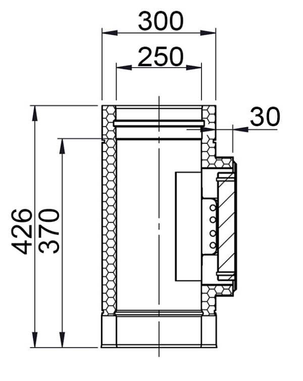 Élement avec trappe de ramonage - Inox - Ø 250 mm