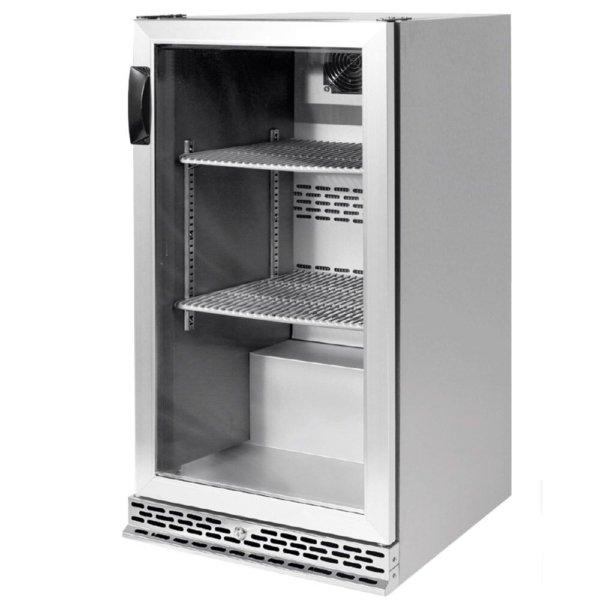 Réfrigérateur bar - 600mm - 125 litres - avec 1 porte battante en verre - Inox