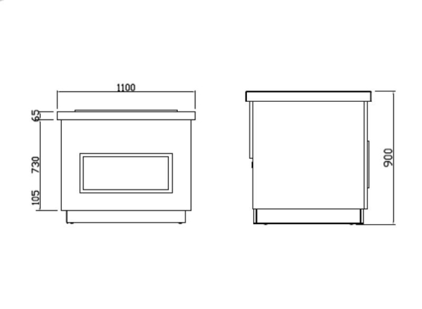 Comptoir buffet PRAG - 1100mm - avec bain-marie - pour 2x GN 1/1