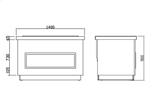 Comptoir buffet PRAG - 1400mm - avec bain-marie - pour 3x GN 1/1