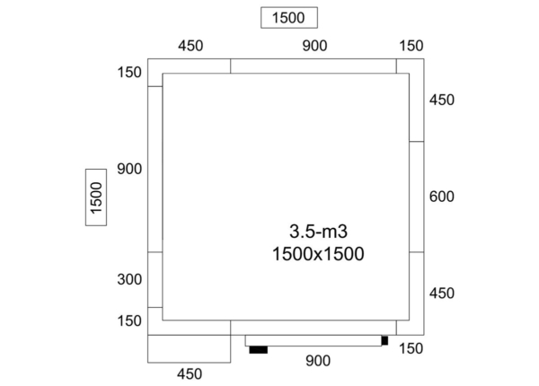 Chambre froide - 1500x1500mm - 3,5m³ - Groupe frigorifique inclus