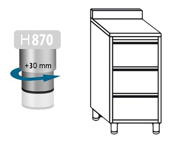 Armoire à tiroirs PREMIUM avec 3 tiroirs & rebord - 500x700mm