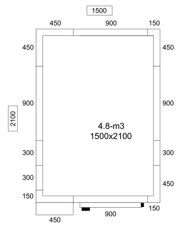 Chambre froide en inox - 1500x2100mm - 4,8m³ - Groupe froid inclus