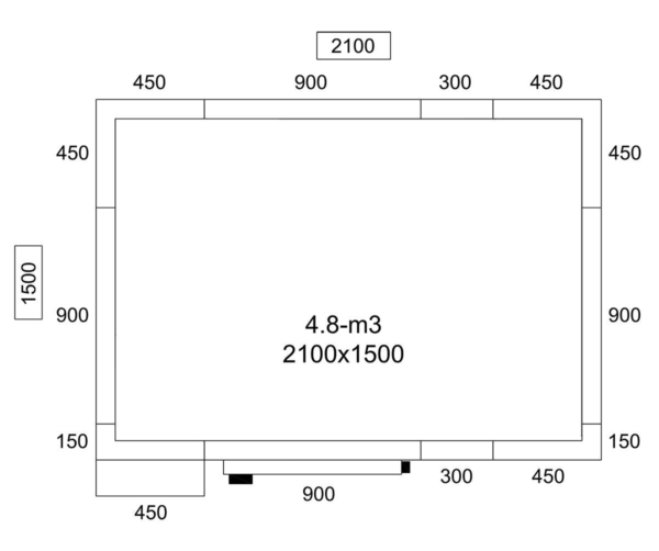 Chambre froide en acier inoxydable - 2100x1500mm - 4,8m³