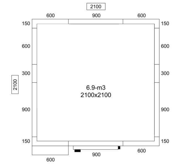 Chambre froide en acier inoxydable - 2100x2100mm - 6,12m³ - incl. Groupe de congélation & Lamelles