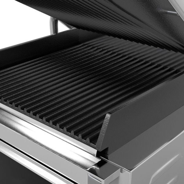 Grill de contact - 2,2 kW - rainuré en haut et en bas - Surface de cuisson : 345x235mm