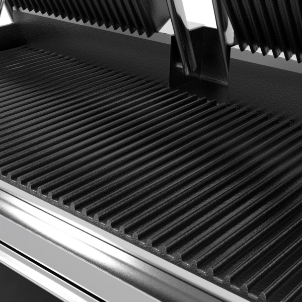 Grill de contact - 3,6 kW - rainuré en haut et en bas - Surface de cuisson : 485x235mm