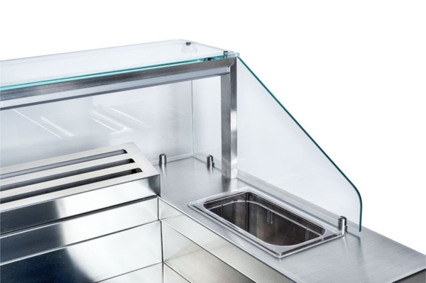 Station de cuisson mobile - 1600x850mm - Hauteur : 1170mm - incl. Friteuse, Plaque à frire, Bain-Marie & Élément neutre