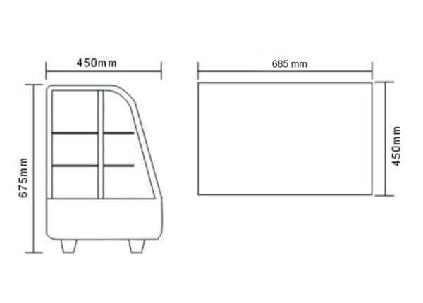 Vitrine réfrigérée de table - 100 litres - 680mm - ronde - avec 2 étagères