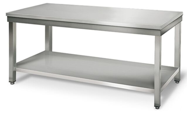 Table de travail en inox ECO - 2000x600mm - avec fond de base sans rebord