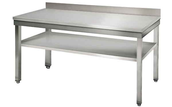 Table de travail en inox ECO - 1600x600mm - avec fond et rebord