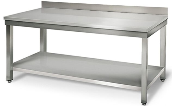 Table de travail en inox ECO - 2000x600mm - avec fond et rebord