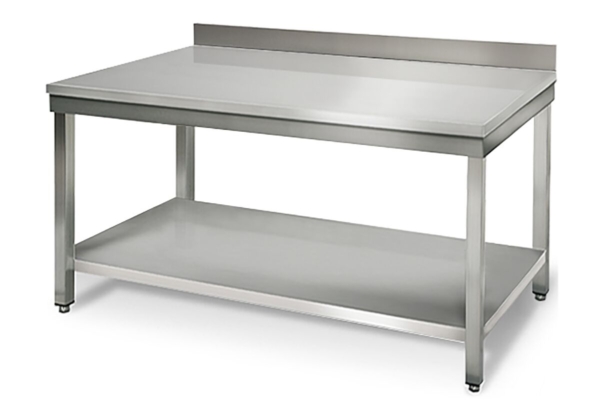 Table de travail en inox ECO - 1800x600mm - avec fond et rebord