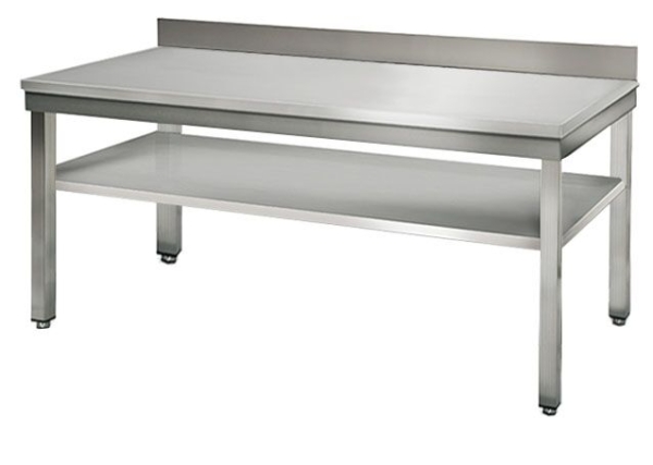 Table de travail en inox ECO - 1800x600mm - avec fond et rebord