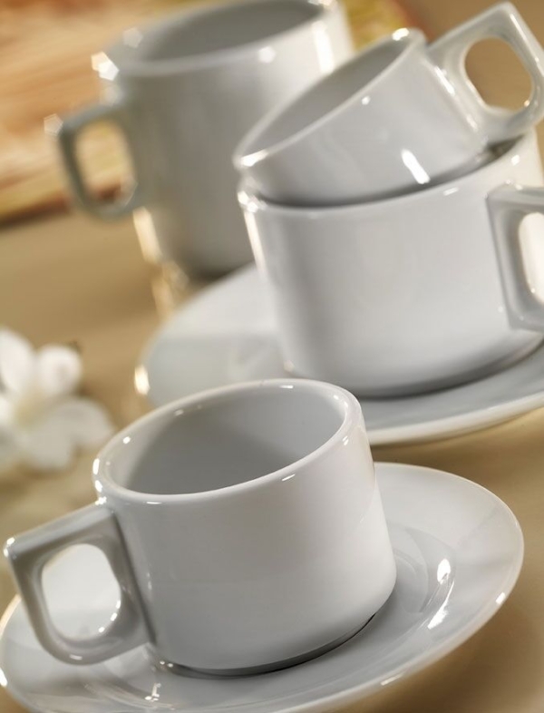 (24 pièces) PERA Blanc - Soucoupe pour Tasse à café - Ø 11 cm