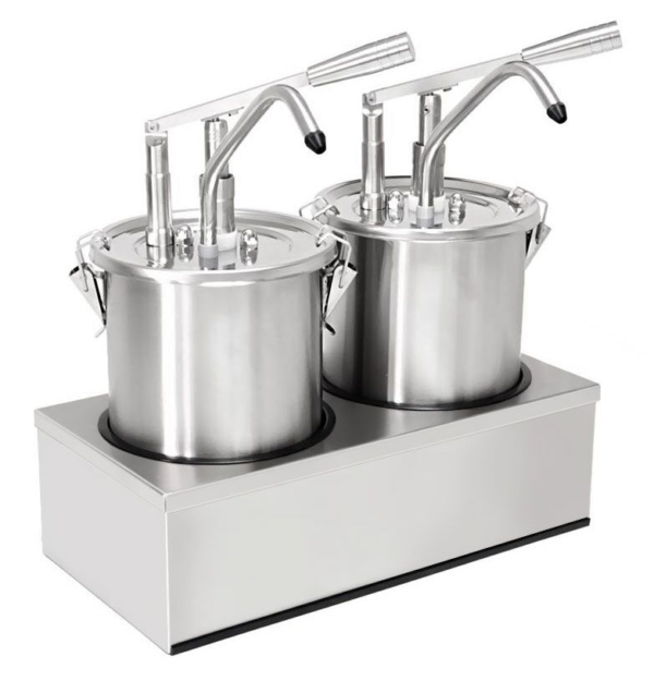 Distributeur de sauce - 2x 4 litres - support inox inclus