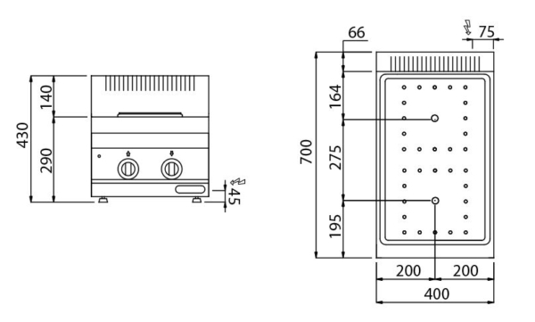 Four à infrarouge - 6,4 kW - 2 plaques de cuisson