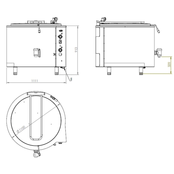 Marmite électrique - 300 litres - 27 kW - Chauffage indirect