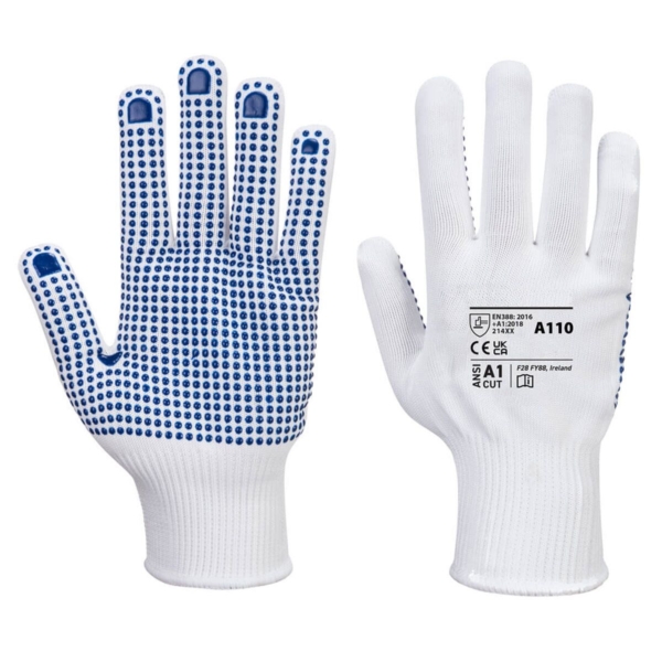 (10 paires) Gant à picots PVC - Blanc/ Bleu - Taille : XXS