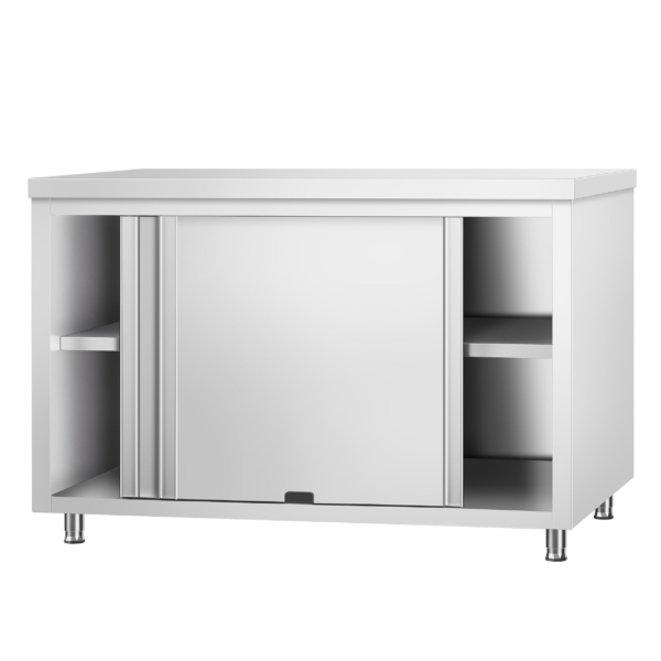 Armoire de travail inox PREMIUM avec passe-plat - 1,4 m