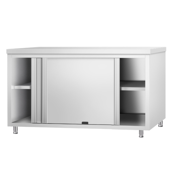 Armoire de travail inox PREMIUM avec passe-plat - 1,6 m