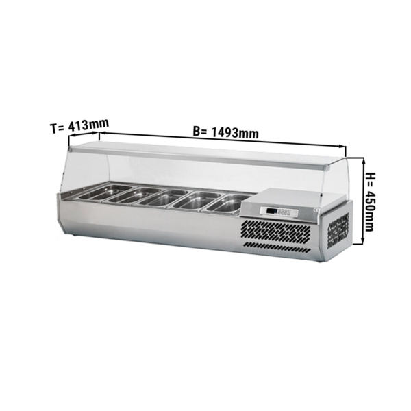 Vitrine réfrigérée sur comptoir Premium PLUS - 1493x413mm - 5x GN 1/3