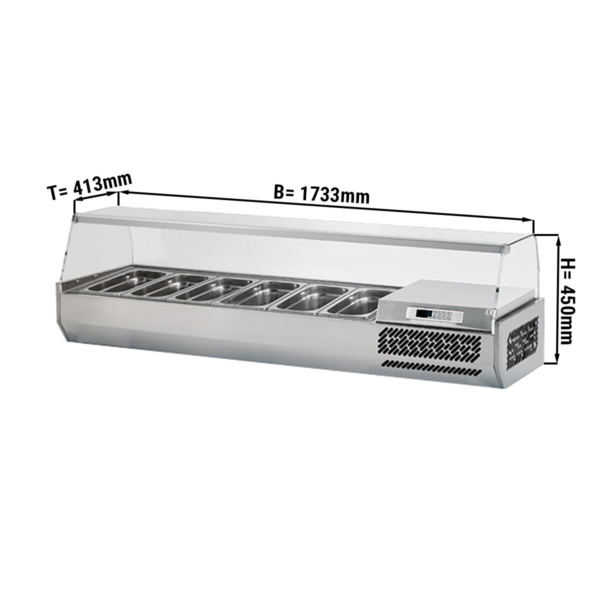 Vitrine réfrigérée sur comptoir Premium PLUS - 1733x413mm - 6x GN 1/3