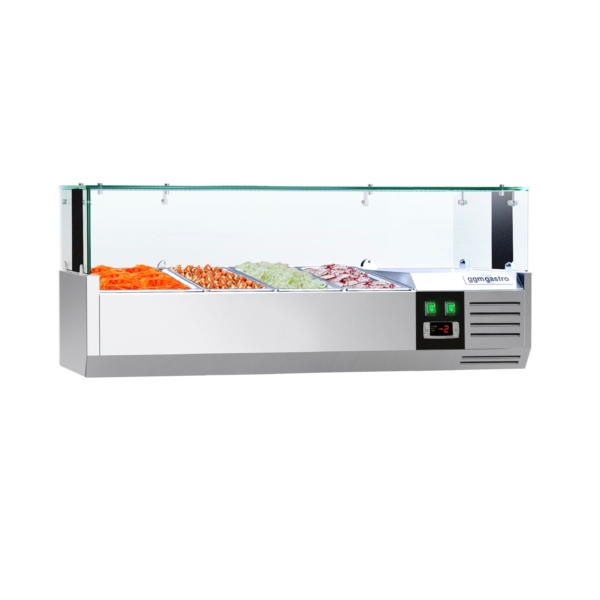 Vitrine réfrigérée PREMIUM avec lumière LED - 1200x395mm - 3x GN 1/3 + 1x GN 1/2