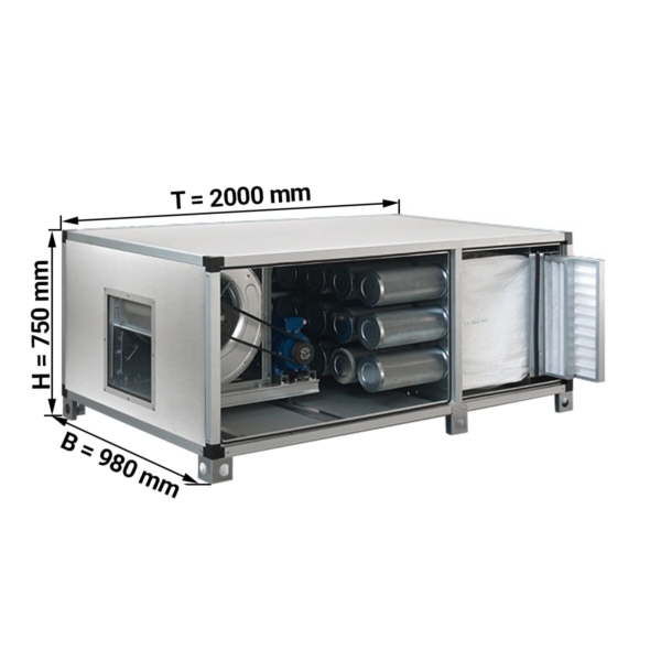 Système de purification de l'air d'échappement 5400 m³ - avec filtre pré, à poche et à charbon actif - avec panneau de protection