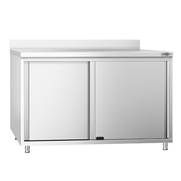 Armoire de travail en inox PREMIUM - 1200x800mm - avec porte coulissante & rebord