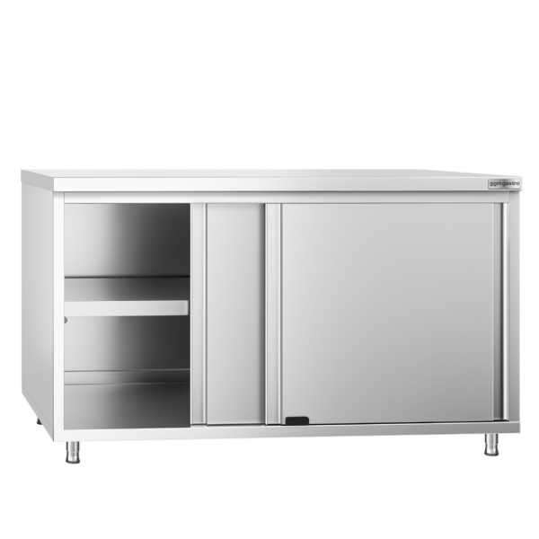 Armoire de travail en inox PREMIUM - 1400x800mm - avec porte coulissante sans rebord