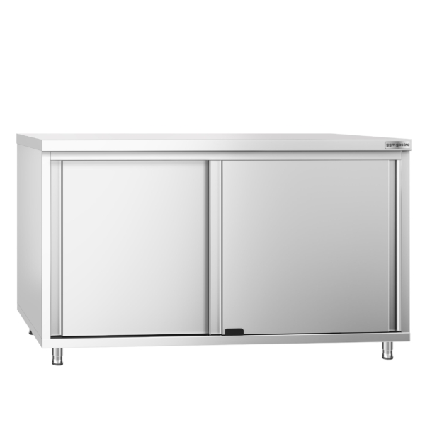 Armoire de travail en inox PREMIUM - 1400x800mm - avec porte coulissante sans rebord