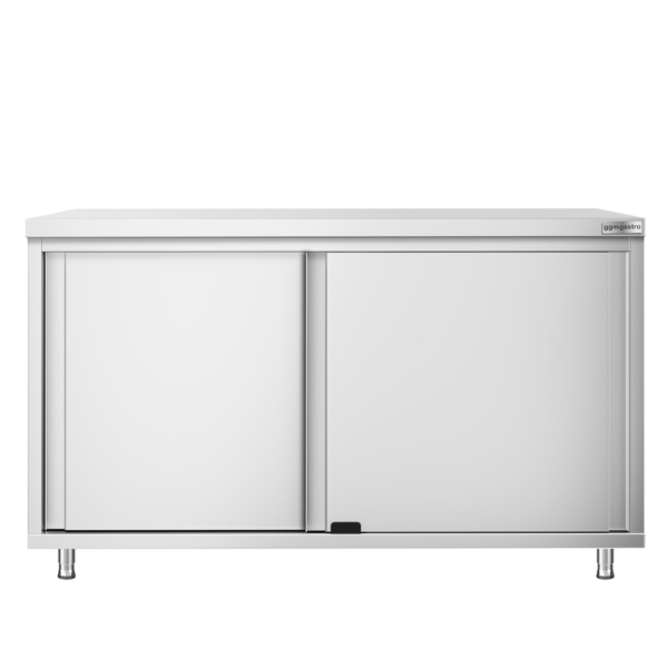 Armoire de travail en inox PREMIUM - 1400x800mm - avec porte coulissante sans rebord