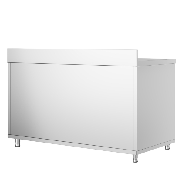 Armoire de travail en inox PREMIUM - 1400x800mm - avec porte coulissante & rebord