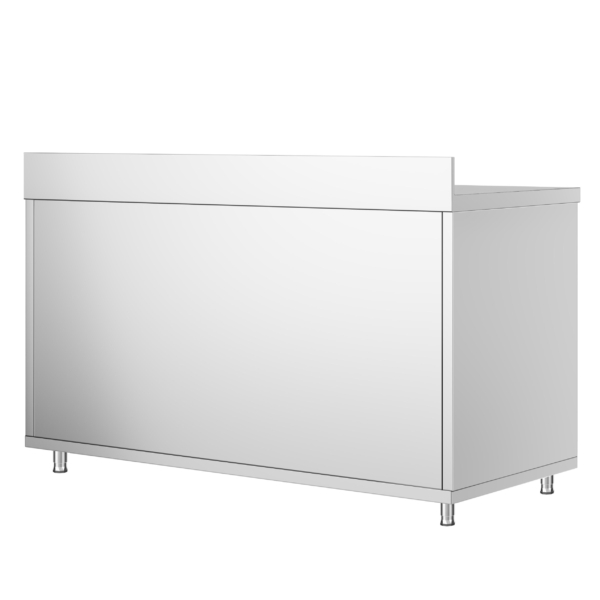 Armoire de travail en inox PREMIUM - 1600x800mm - avec porte coulissante & rebord