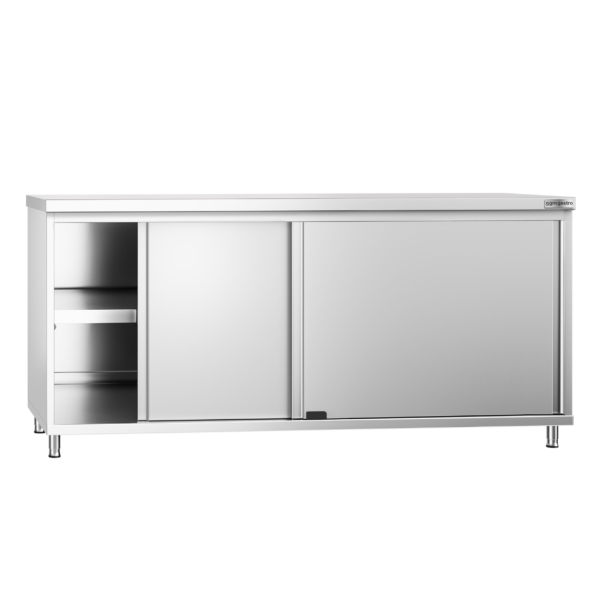 Armoire de travail en inox PREMIUM - 1800x800mm - avec porte coulissante sans rebord